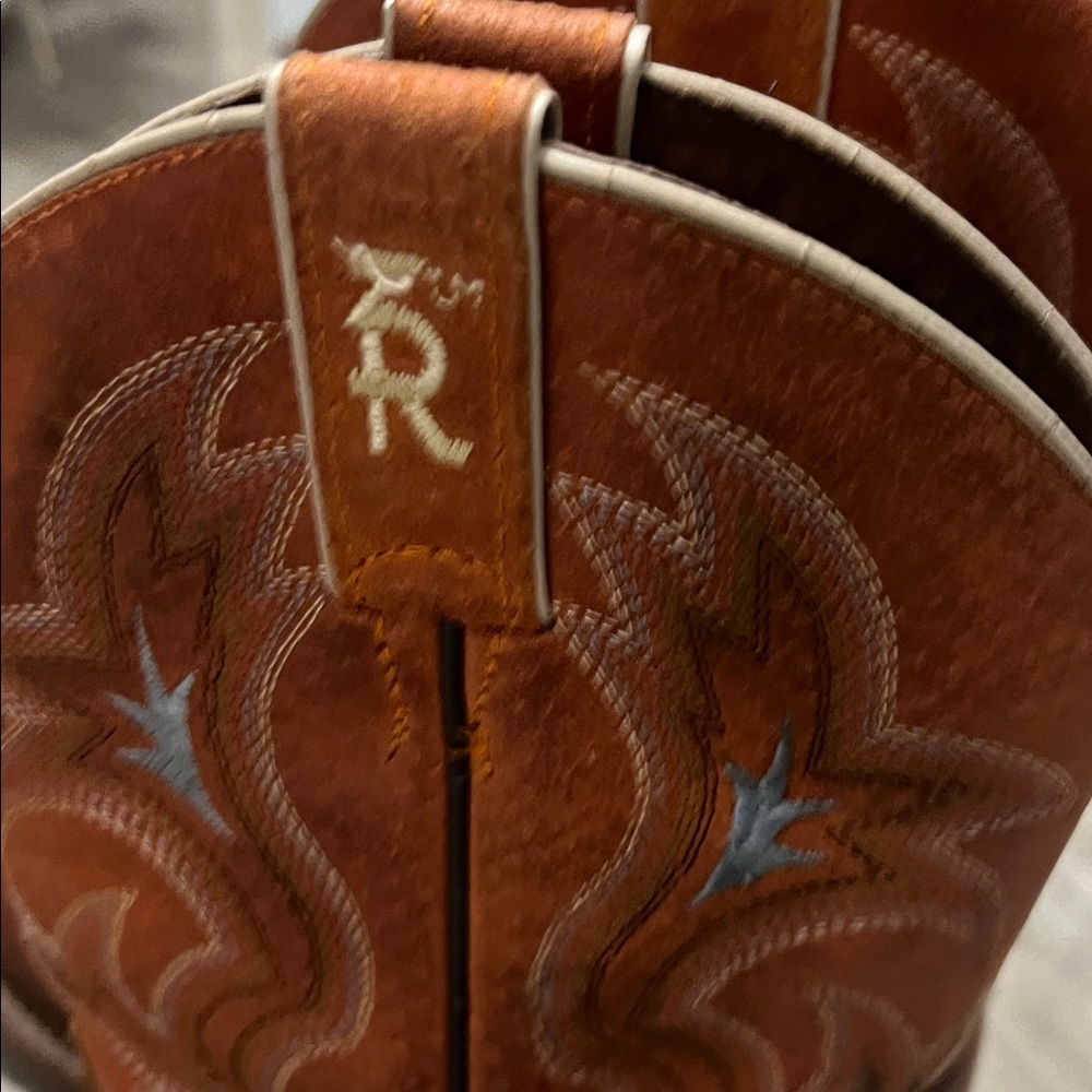 Tony Lama Tan Leather Cowboy Boots - Picture 4 of 6